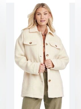 Universal Thread Cream Button-Front Shacket with Patch Pockets